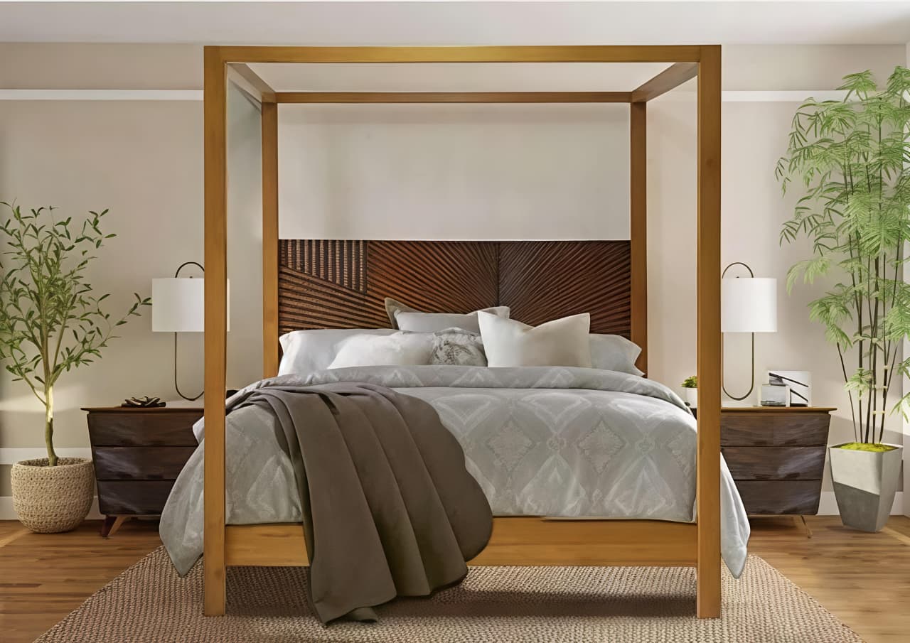 KAYU Teak Four-Poster Bed