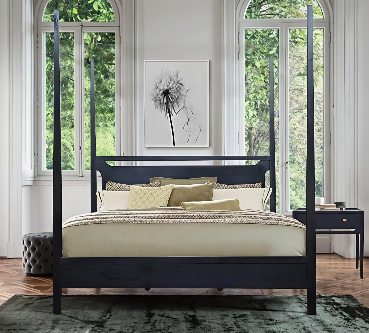 KAYU Teak Bed with Rattan Accent