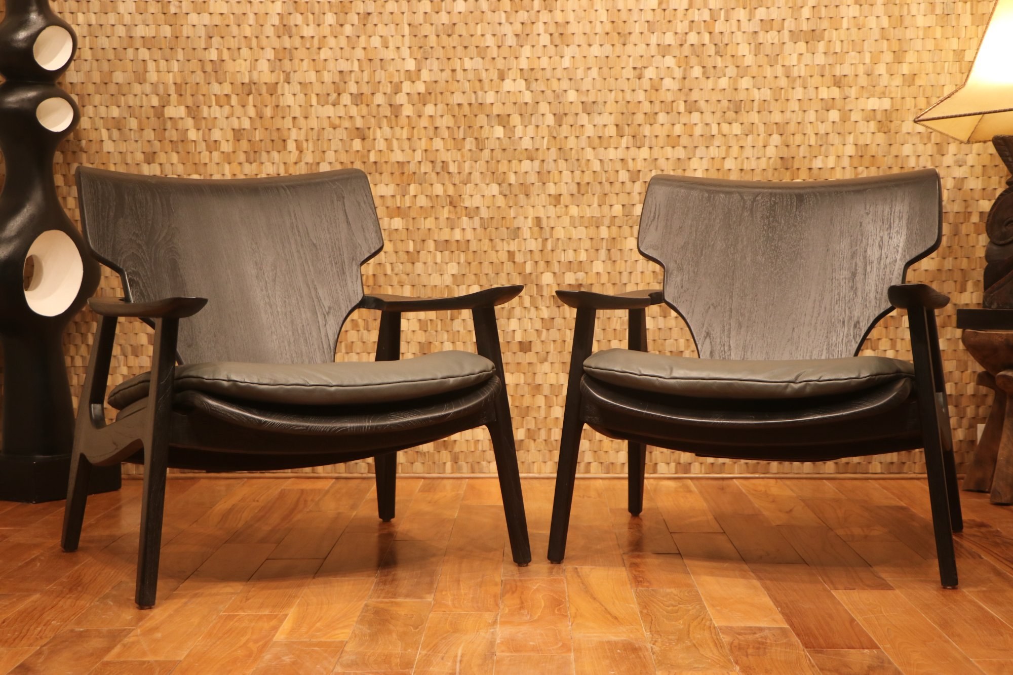 KAYU Armchair Pair — Dark Setting